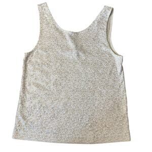 J. Crew Champagne/Cream Sequined Tank Top Women's Medium